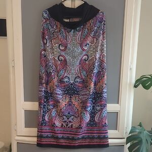 AB Studio Black Waistband Floral-Paisley Print Skirt Boho Whimsical Fairy